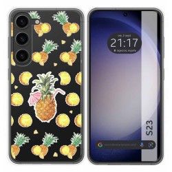 Funda Silicona Transparente para Samsung Galaxy S23 5G diseño Piña Dibujos