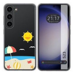 Funda Silicona Transparente para Samsung Galaxy S23 5G diseño Playa Dibujos