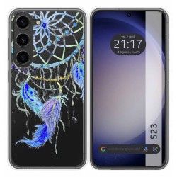 Funda Silicona Transparente para Samsung Galaxy S23 5G diseño Plumas Dibujos