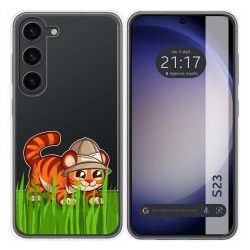 Funda Silicona Transparente para Samsung Galaxy S23 5G diseño Tigre Dibujos