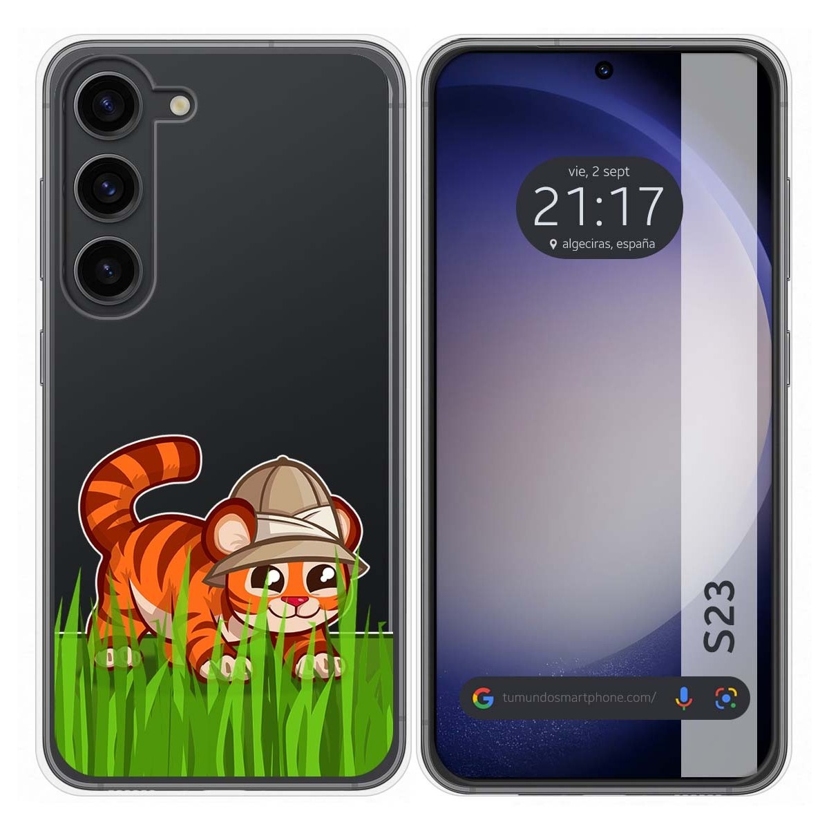Funda Silicona Transparente para Samsung Galaxy S23 5G diseño Tigre Dibujos