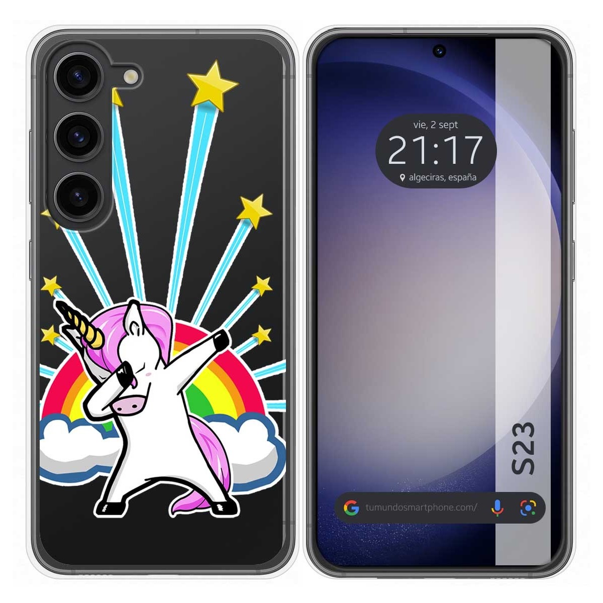 Funda Silicona Transparente para Samsung Galaxy S23 5G diseño Unicornio Dibujos