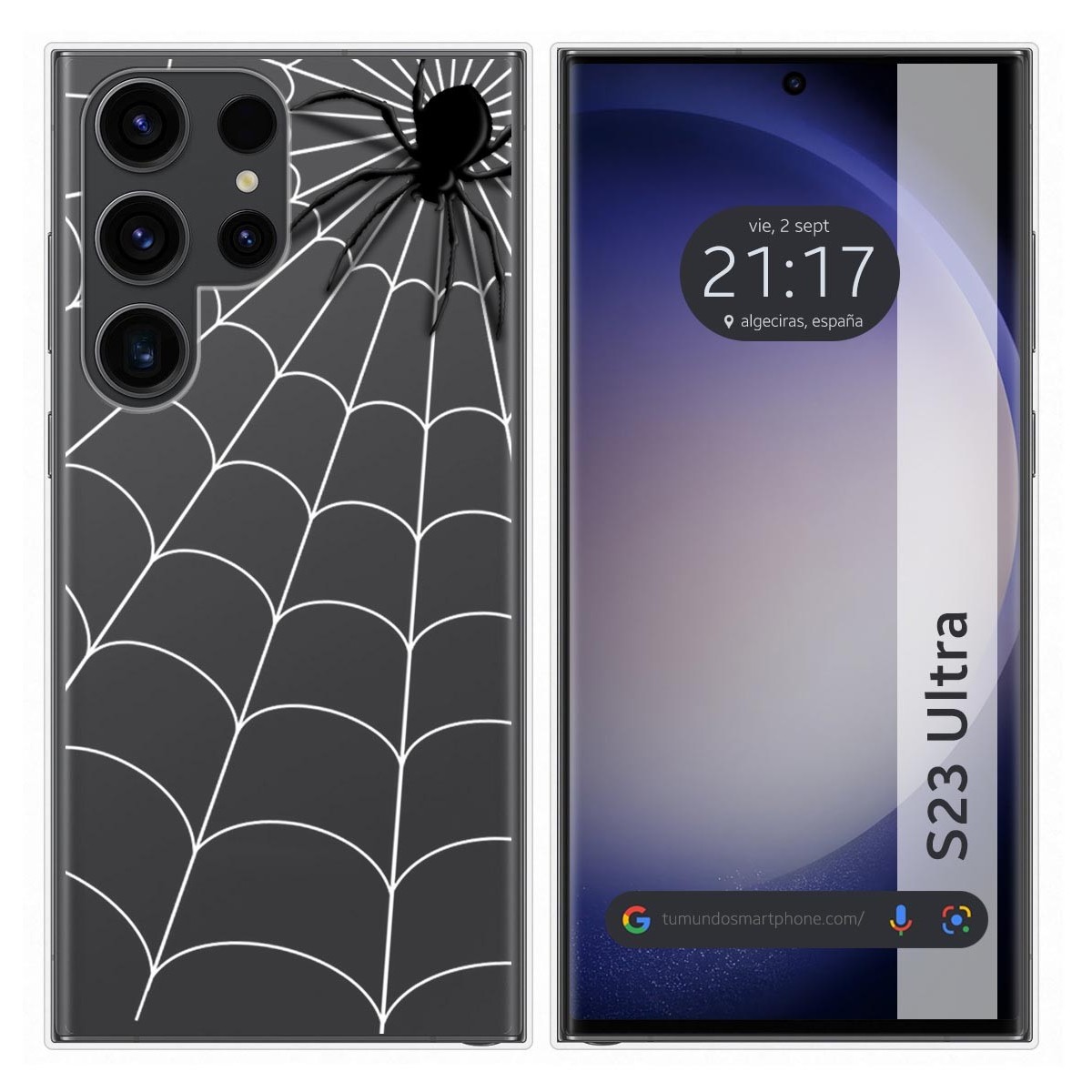 Funda Silicona Transparente para Samsung Galaxy S23 Ultra 5G diseño Araña Dibujos