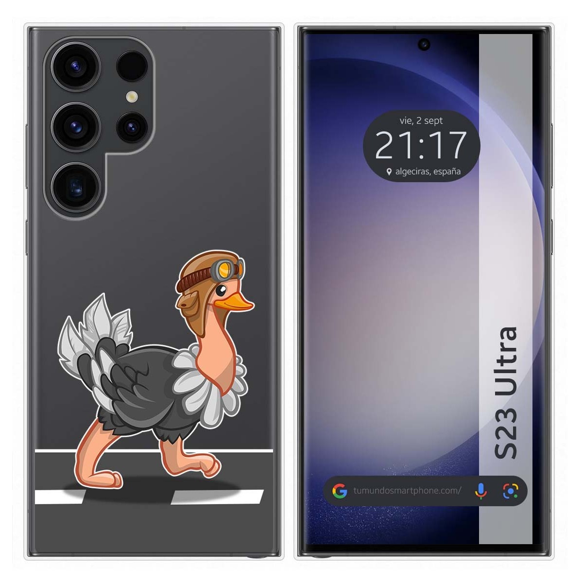 Funda Silicona Transparente para Samsung Galaxy S23 Ultra 5G diseño Avestruz Dibujos