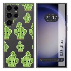 Funda Silicona Transparente para Samsung Galaxy S23 Ultra 5G diseño Cactus Dibujos