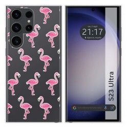 Funda Silicona Transparente para Samsung Galaxy S23 Ultra 5G diseño Flamenco Dibujos