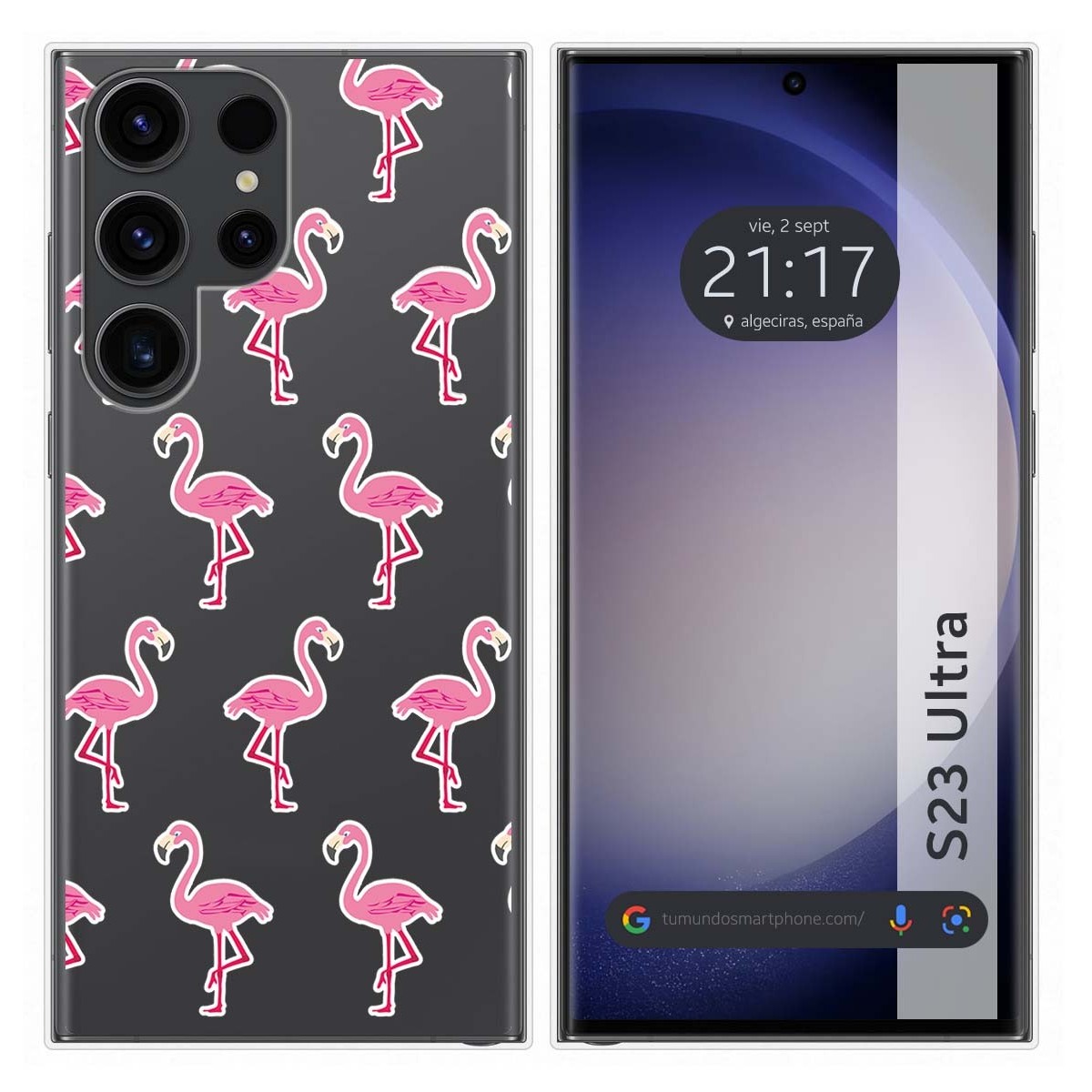 Funda Silicona Transparente para Samsung Galaxy S23 Ultra 5G diseño Flamenco Dibujos