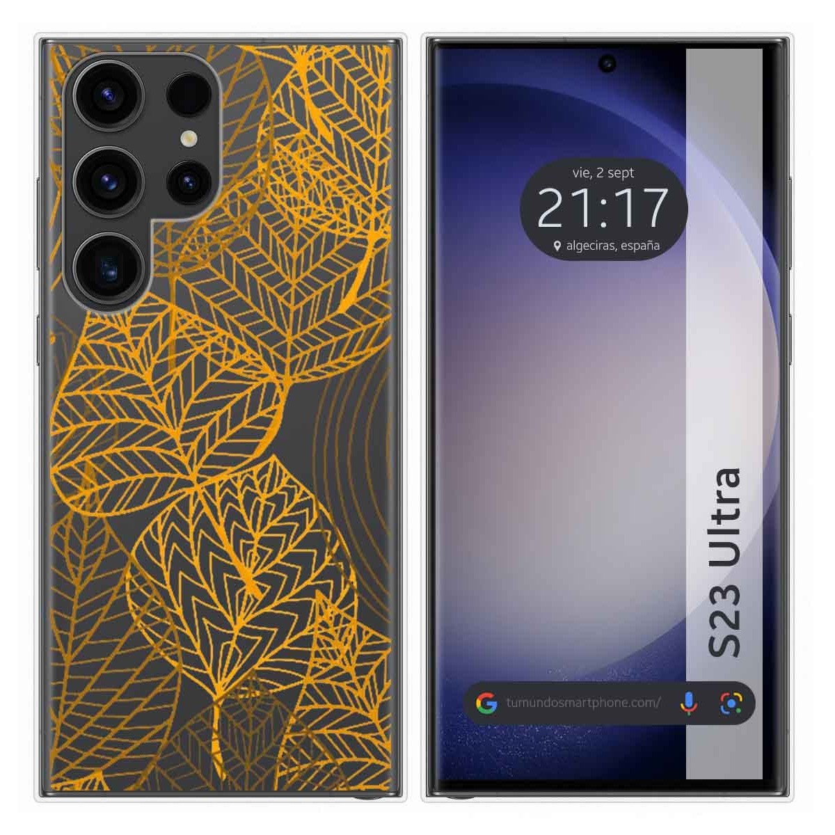 Funda Silicona Transparente para Samsung Galaxy S23 Ultra 5G diseño Hojas Dibujos