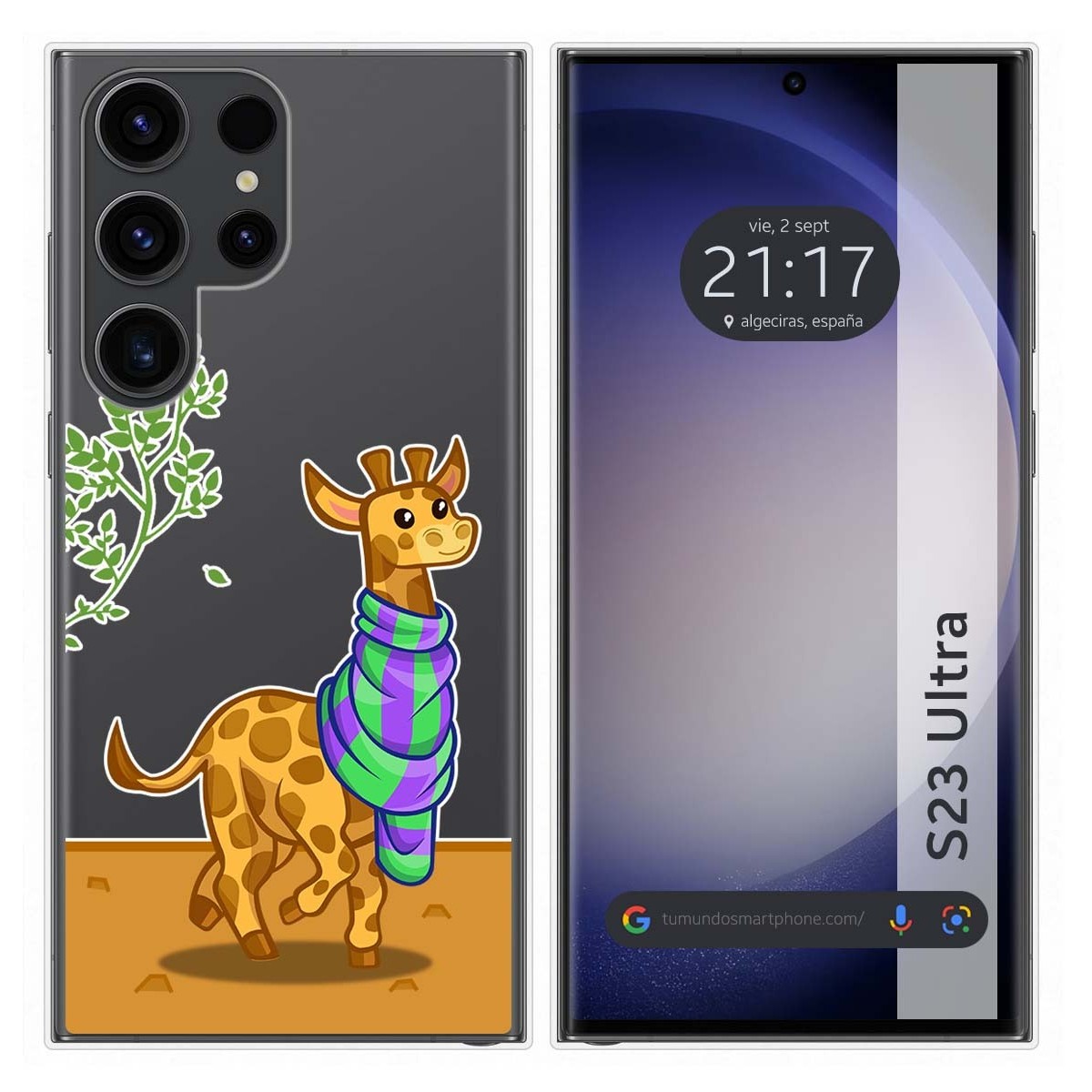 Funda Silicona Transparente para Samsung Galaxy S23 Ultra 5G diseño Jirafa Dibujos