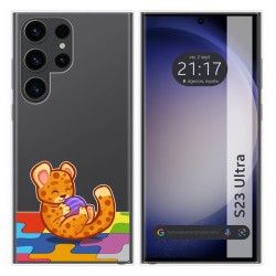 Funda Silicona Transparente para Samsung Galaxy S23 Ultra 5G diseño Leopardo Dibujos