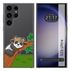 Funda Silicona Transparente para Samsung Galaxy S23 Ultra 5G diseño Panda Dibujos
