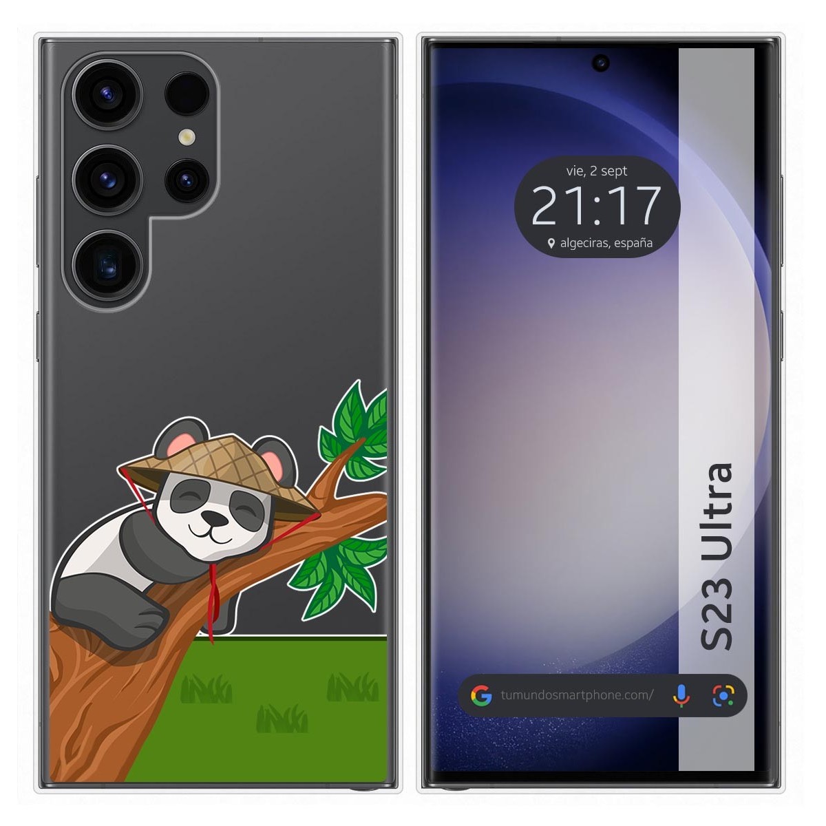 Funda Silicona Transparente para Samsung Galaxy S23 Ultra 5G diseño Panda Dibujos