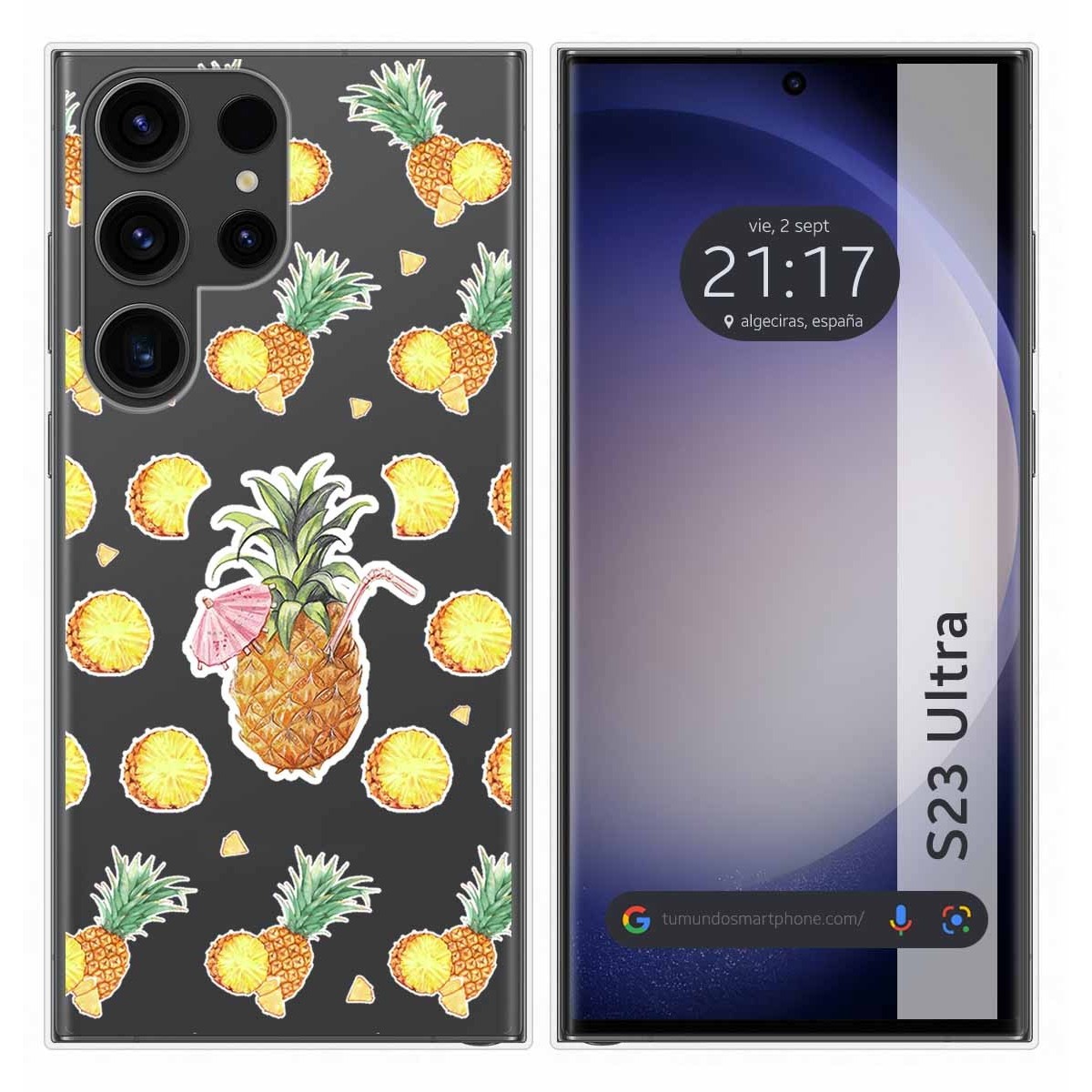 Funda Silicona Transparente para Samsung Galaxy S23 Ultra 5G diseño Piña Dibujos