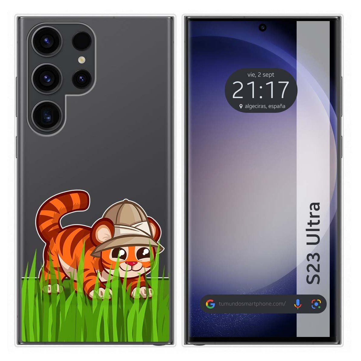Funda Silicona Transparente para Samsung Galaxy S23 Ultra 5G diseño Tigre Dibujos