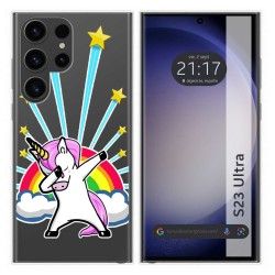 Funda Silicona Transparente para Samsung Galaxy S23 Ultra 5G diseño Unicornio Dibujos