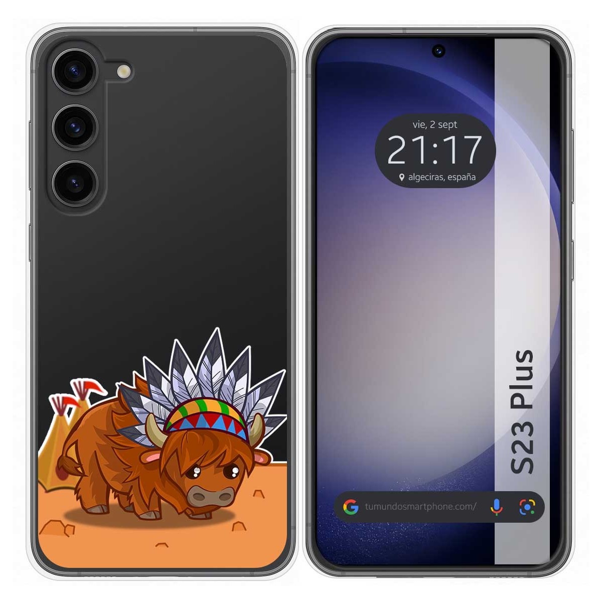Funda Silicona Transparente para Samsung Galaxy S23+ Plus 5G diseño Bufalo Dibujos