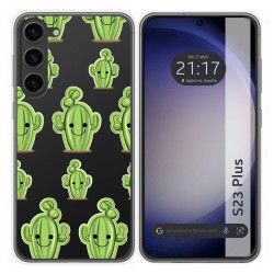 Funda Silicona Transparente para Samsung Galaxy S23+ Plus 5G diseño Cactus Dibujos