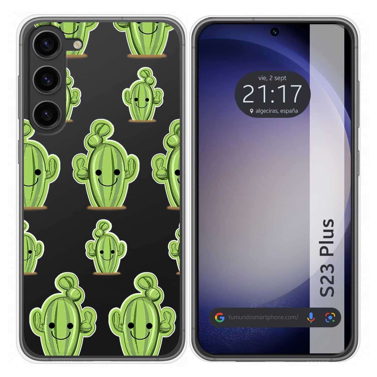 Funda Silicona Transparente para Samsung Galaxy S23+ Plus 5G diseño Cactus Dibujos