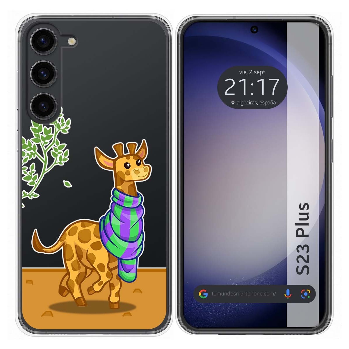Funda Silicona Transparente para Samsung Galaxy S23+ Plus 5G diseño Jirafa Dibujos