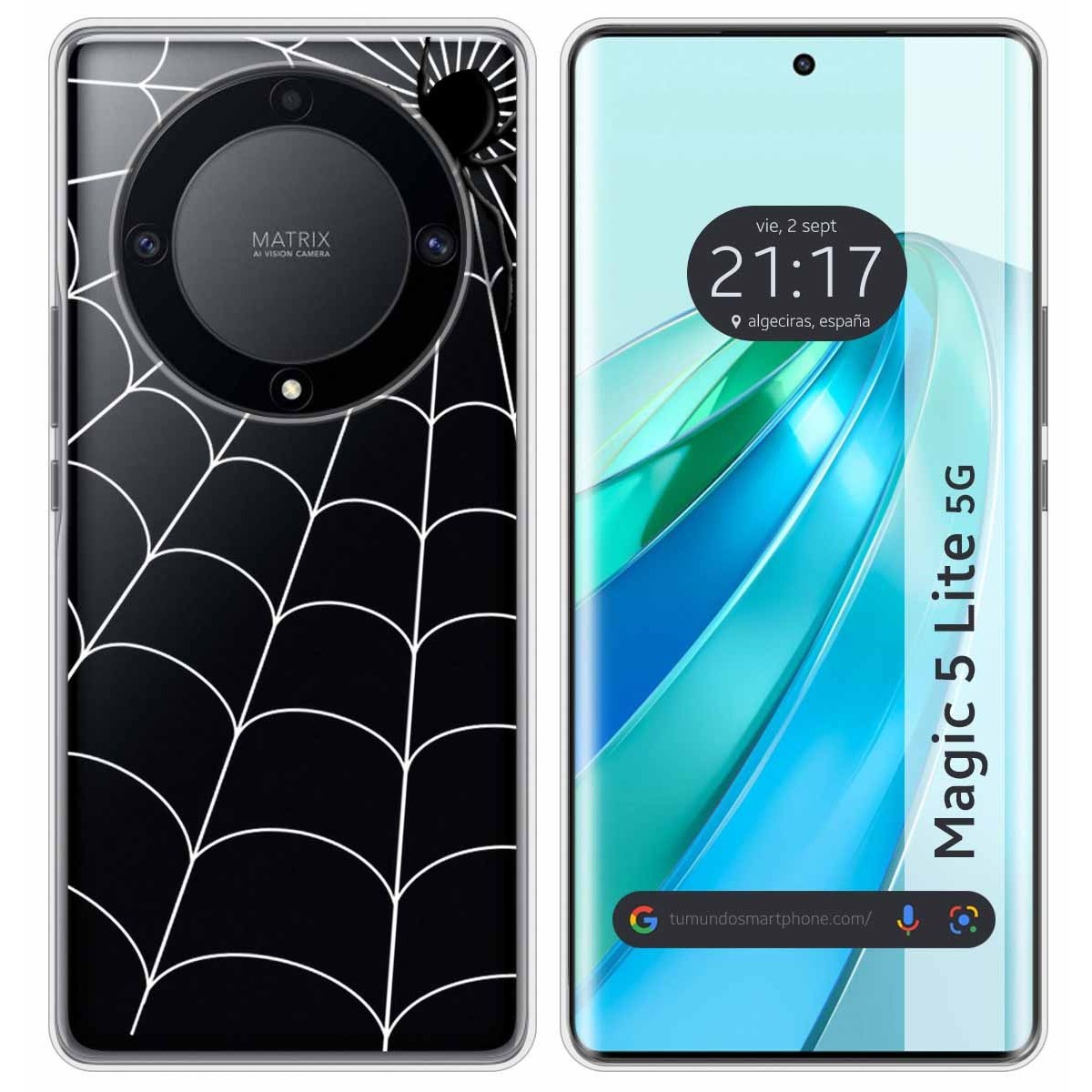 Funda Silicona Transparente para Huawei Honor Magic 5 Lite 5G diseño Araña Dibujos