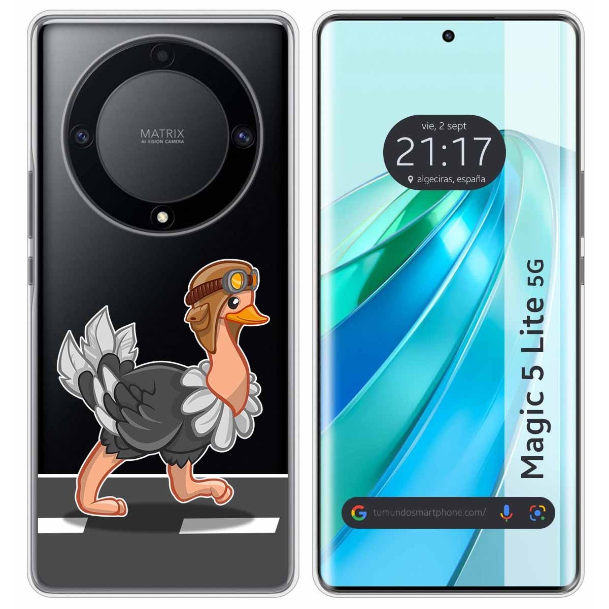Funda Silicona Transparente para Huawei Honor Magic 5 Lite 5G diseño Avestruz Dibujos