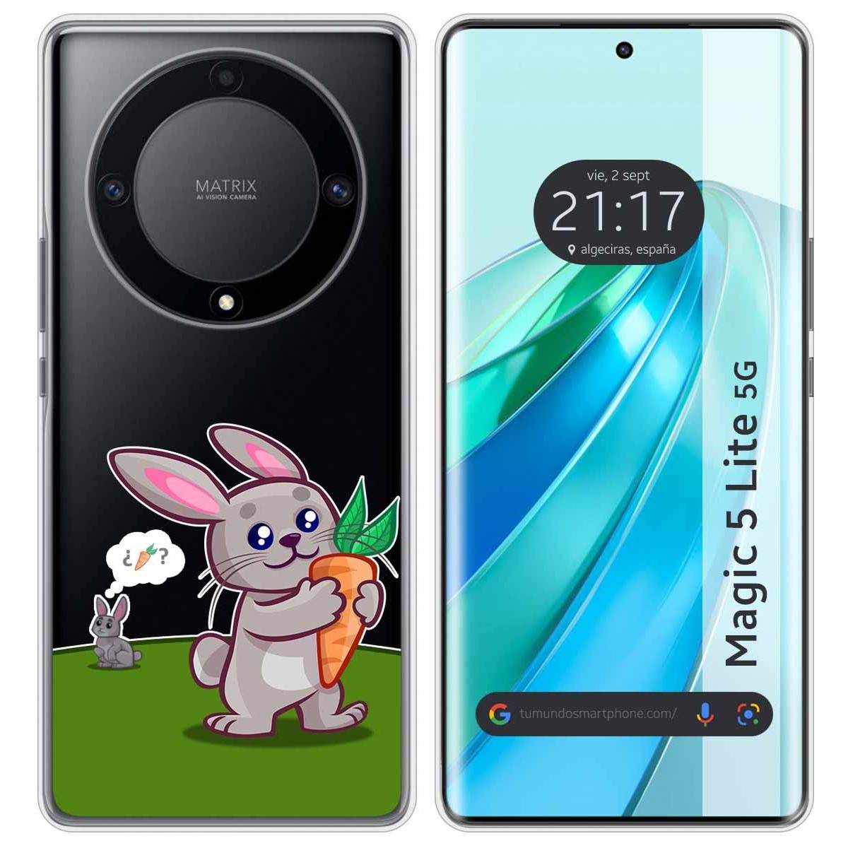 Funda Silicona Transparente para Huawei Honor Magic 5 Lite 5G diseño Conejo Dibujos