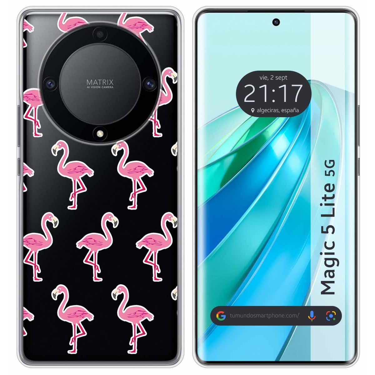 Funda Silicona Transparente para Huawei Honor Magic 5 Lite 5G diseño Flamenco Dibujos