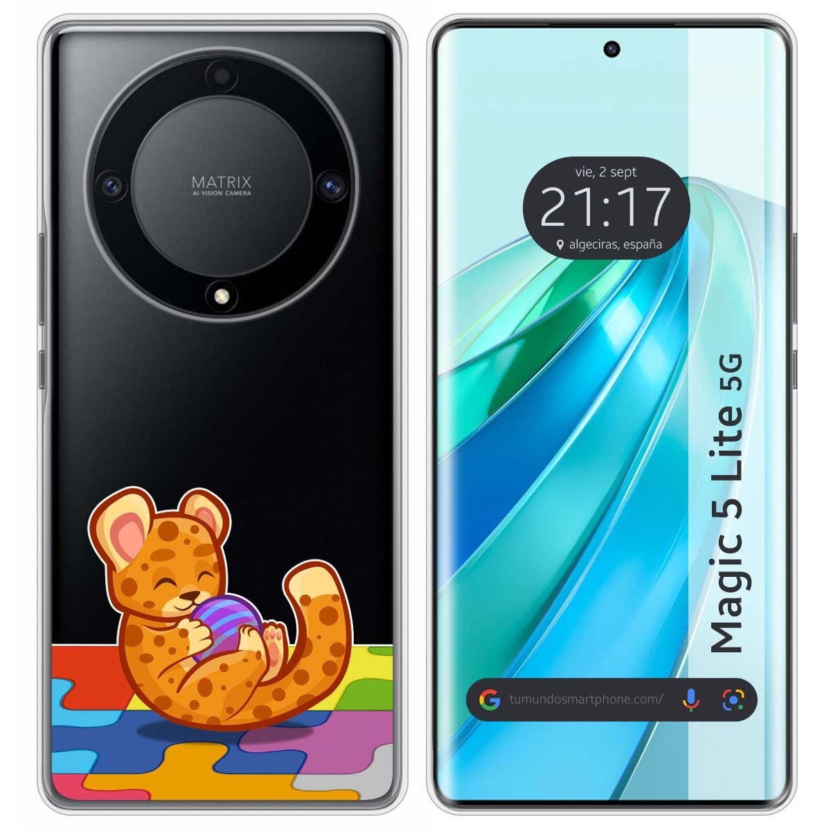 Funda Silicona Transparente para Huawei Honor Magic 5 Lite 5G diseño Leopardo Dibujos