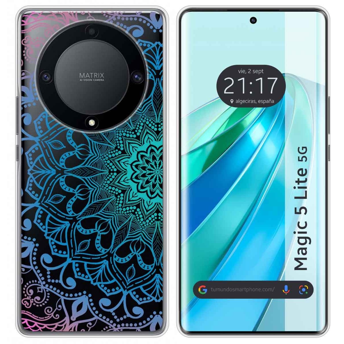 Funda Silicona Transparente para Huawei Honor Magic 5 Lite 5G diseño Mandala Dibujos