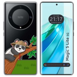 Funda Silicona Transparente para Huawei Honor Magic 5 Lite 5G diseño Panda Dibujos