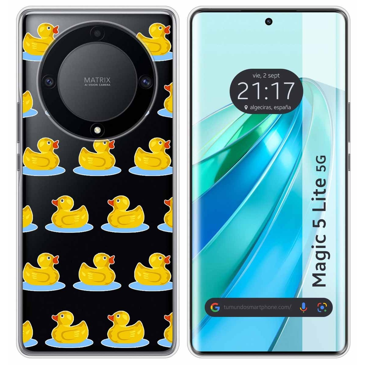 Funda Silicona Transparente para Huawei Honor Magic 5 Lite 5G diseño Pato Dibujos