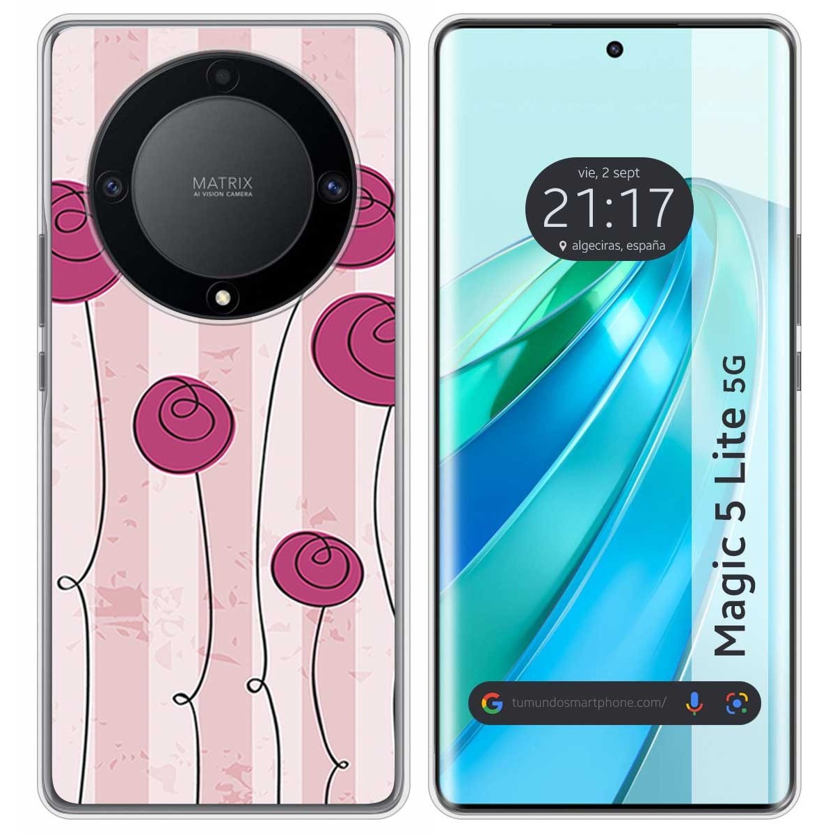 Funda Silicona para Huawei Honor Magic 5 Lite 5G diseño Flores Vintage Dibujos