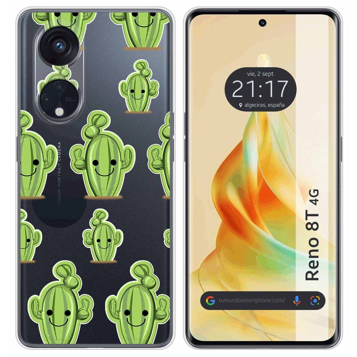 Funda Silicona Transparente para Oppo Reno 8T 4G diseño Cactus Dibujos
