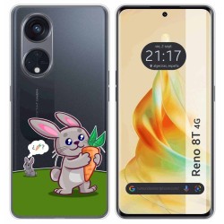 Funda Silicona Transparente para Oppo Reno 8T 4G diseño Conejo Dibujos