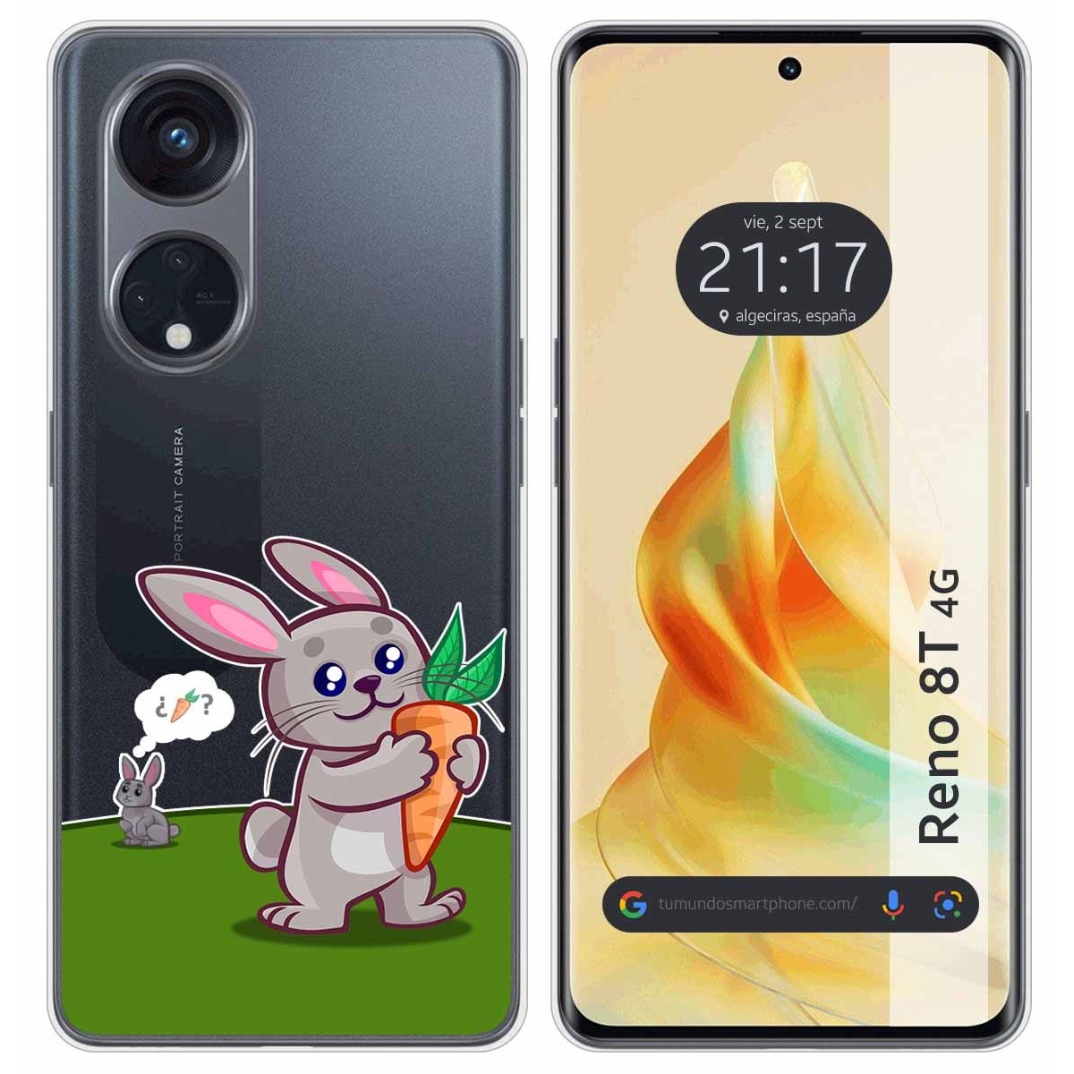 Funda Silicona Transparente para Oppo Reno 8T 4G diseño Conejo Dibujos