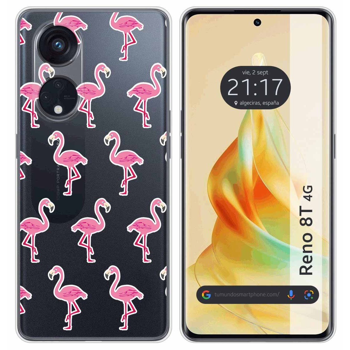 Funda Silicona Transparente para Oppo Reno 8T 4G diseño Flamenco Dibujos