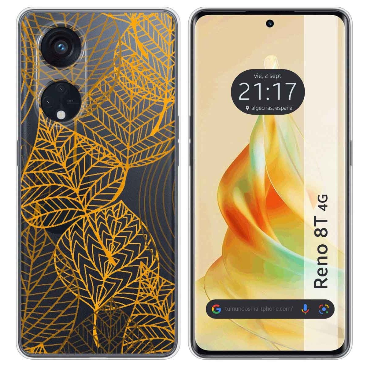 Funda Silicona Transparente para Oppo Reno 8T 4G diseño Hojas Dibujos
