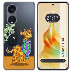 Funda Silicona Transparente para Oppo Reno 8T 4G diseño Jirafa Dibujos