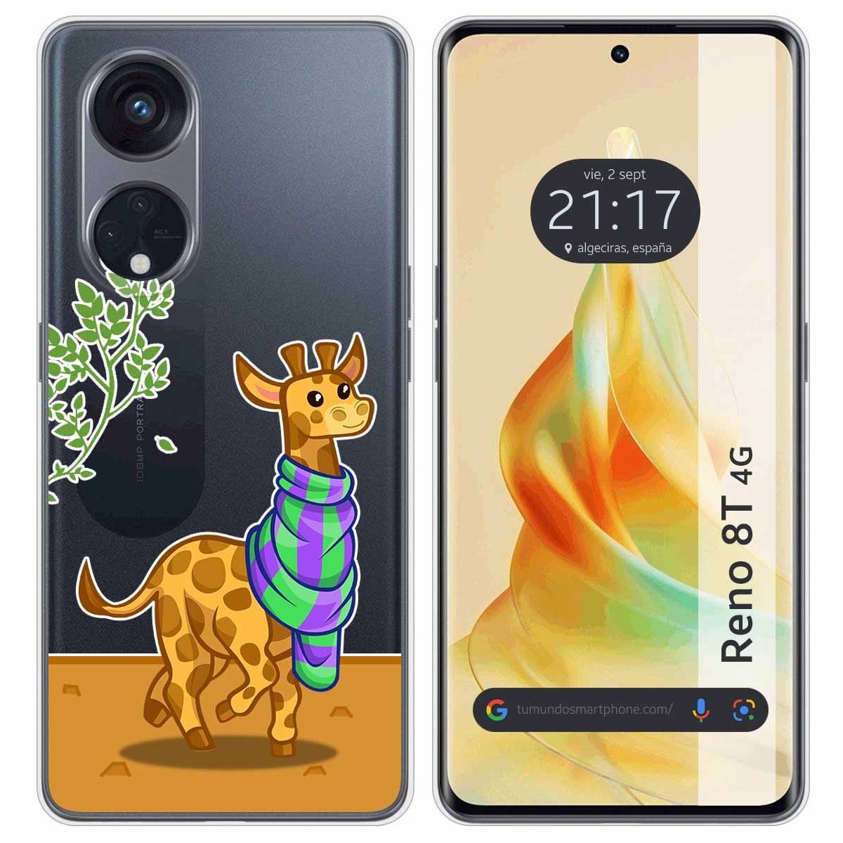 Funda Silicona Transparente para Oppo Reno 8T 4G diseño Jirafa Dibujos