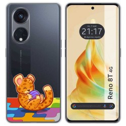 Funda Silicona Transparente para Oppo Reno 8T 4G diseño Leopardo Dibujos