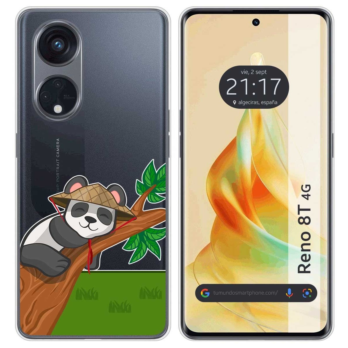 Funda Silicona Transparente para Oppo Reno 8T 4G diseño Panda Dibujos