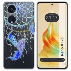 Funda Silicona Transparente para Oppo Reno 8T 4G diseño Plumas Dibujos