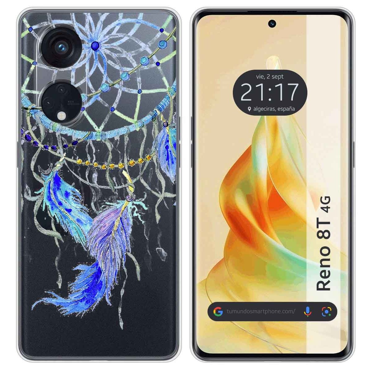 Funda Silicona Transparente para Oppo Reno 8T 4G diseño Plumas Dibujos