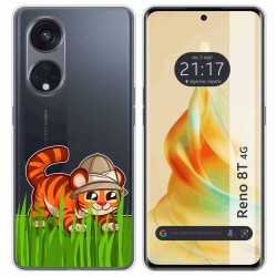 Funda Silicona Transparente para Oppo Reno 8T 4G diseño Tigre Dibujos