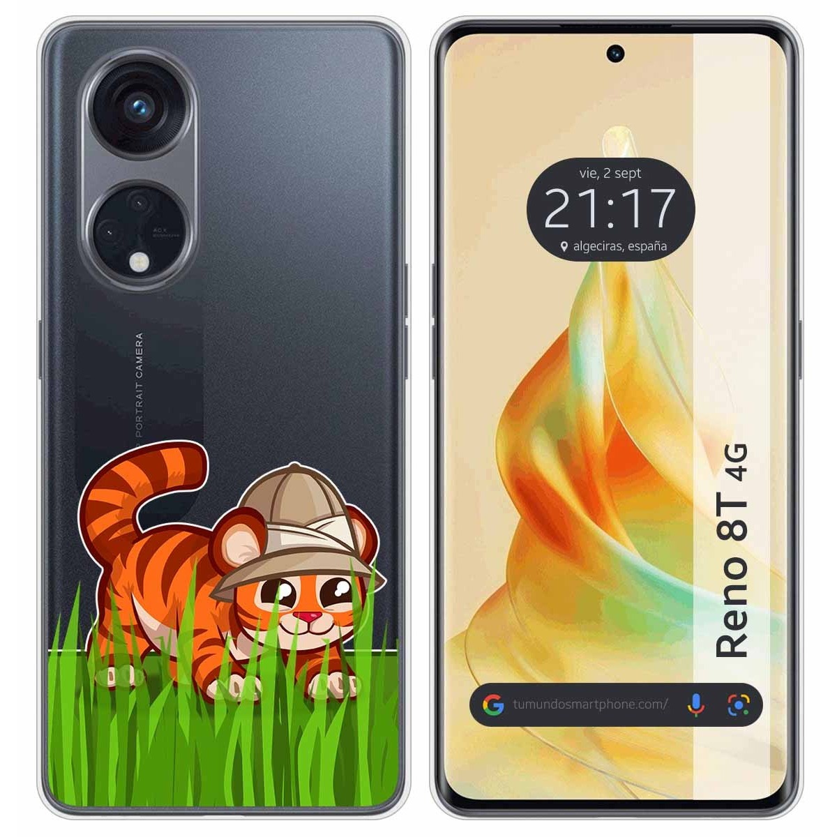 Funda Silicona Transparente para Oppo Reno 8T 4G diseño Tigre Dibujos