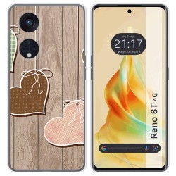 Funda Silicona para Oppo Reno 8T 4G diseño Corazones Madera Dibujos