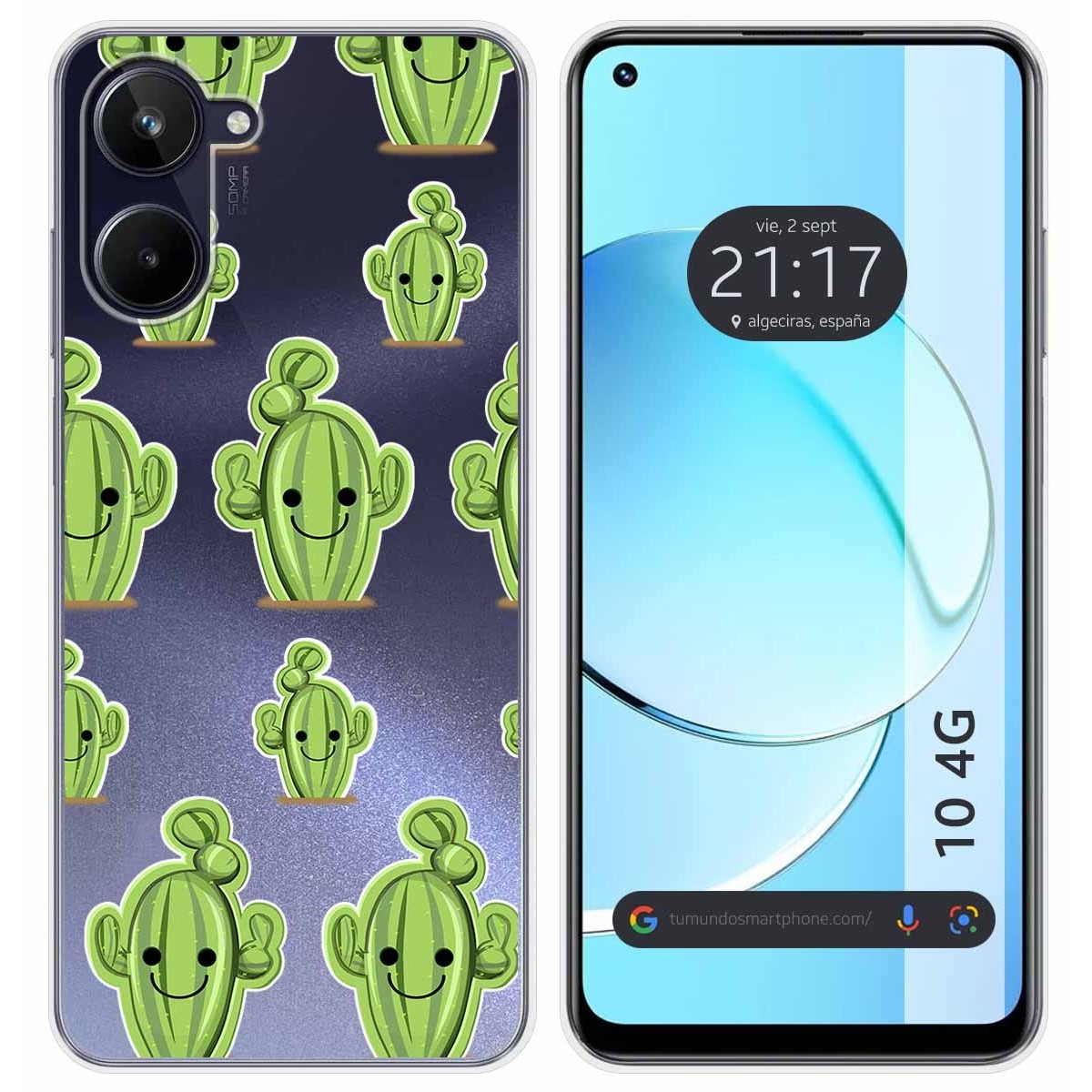 Funda Silicona Transparente para Realme 10 4G diseño Cactus Dibujos