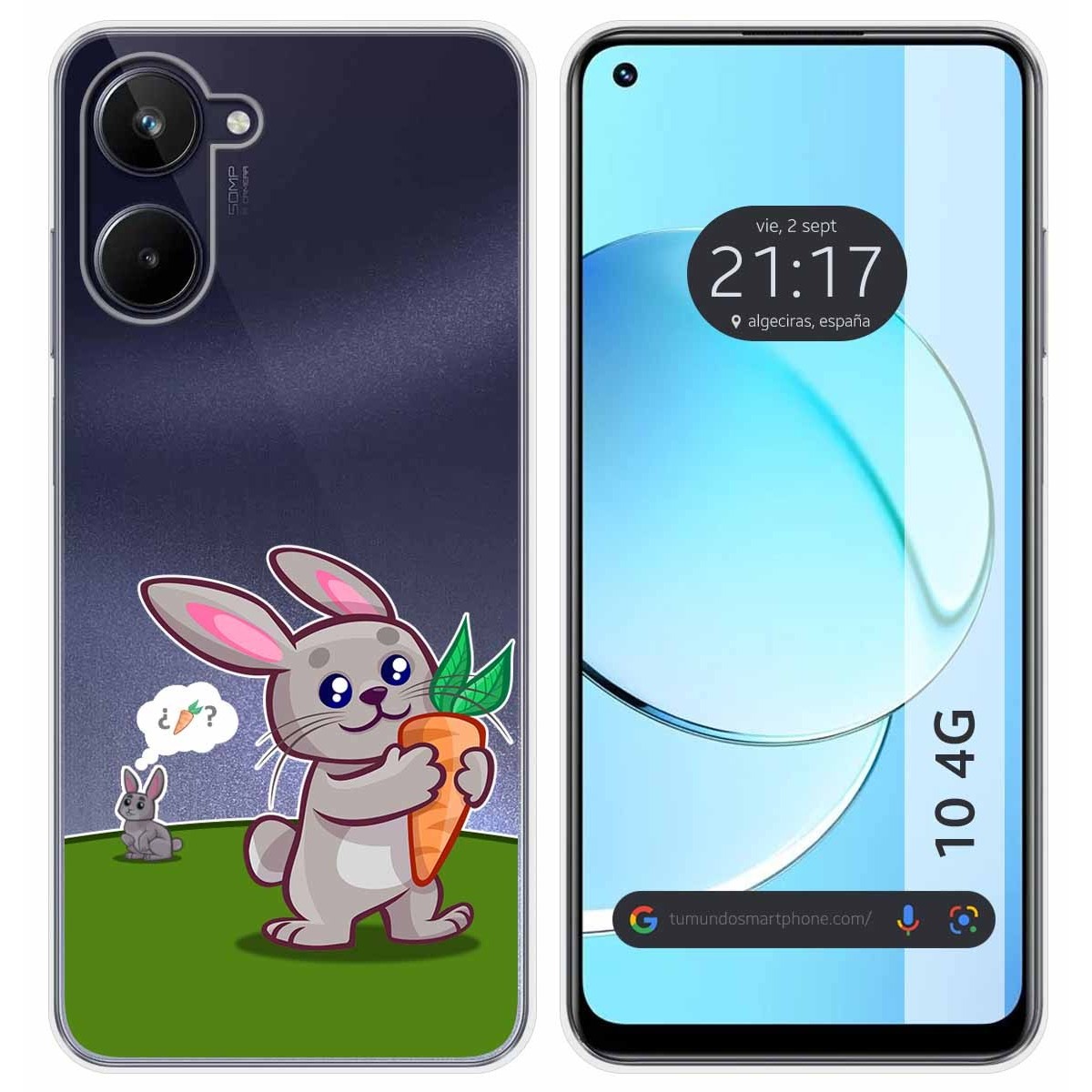 Funda Silicona Transparente para Realme 10 4G diseño Conejo Dibujos