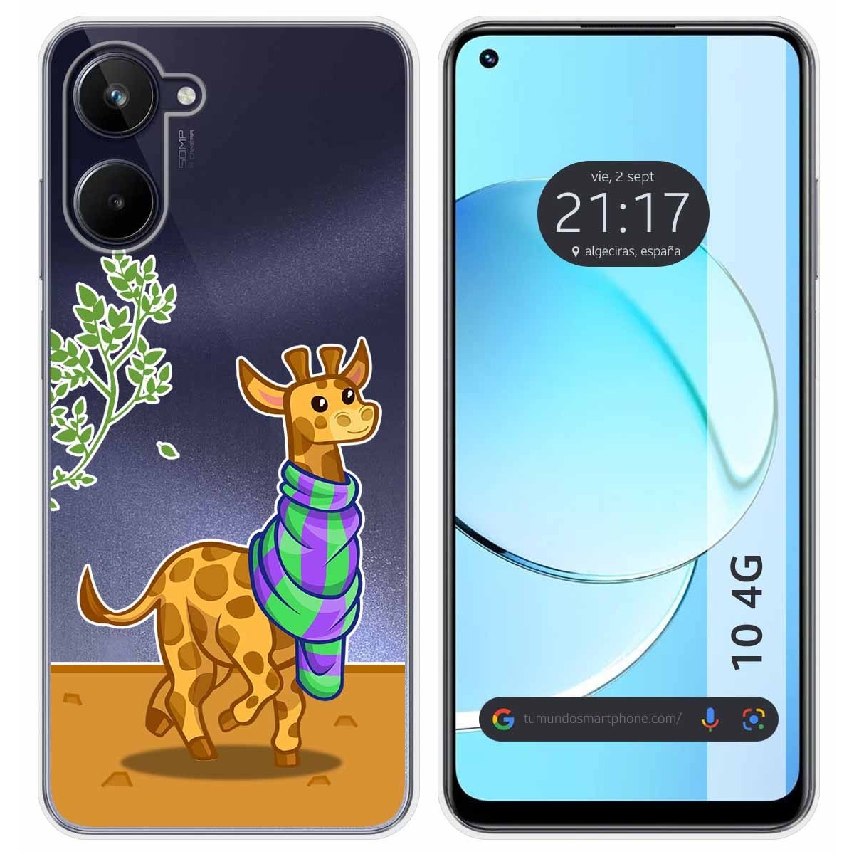 Funda Silicona Transparente para Realme 10 4G diseño Jirafa Dibujos