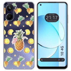 Funda Silicona Transparente para Realme 10 4G diseño Piña Dibujos